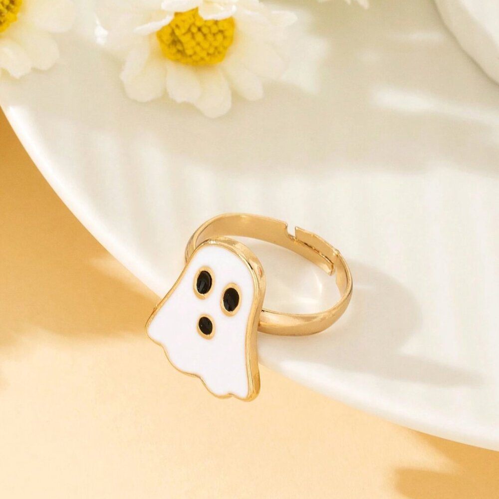 Adorable Halloween Enamel Ghost 👻 Ring (Adjustable), NWT